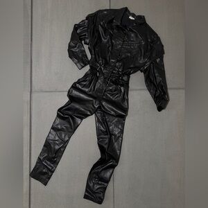 MISTRESS ROCKS Black Vegan Leather Jumpsuit